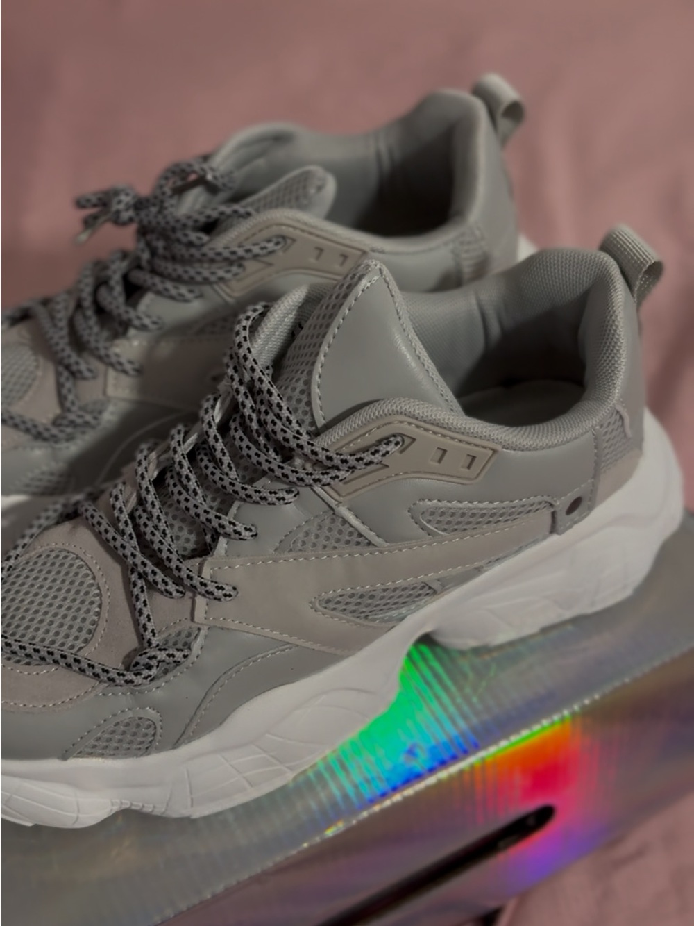 Women's Grey Chunky Sneakers - Neutral Athletic Style
